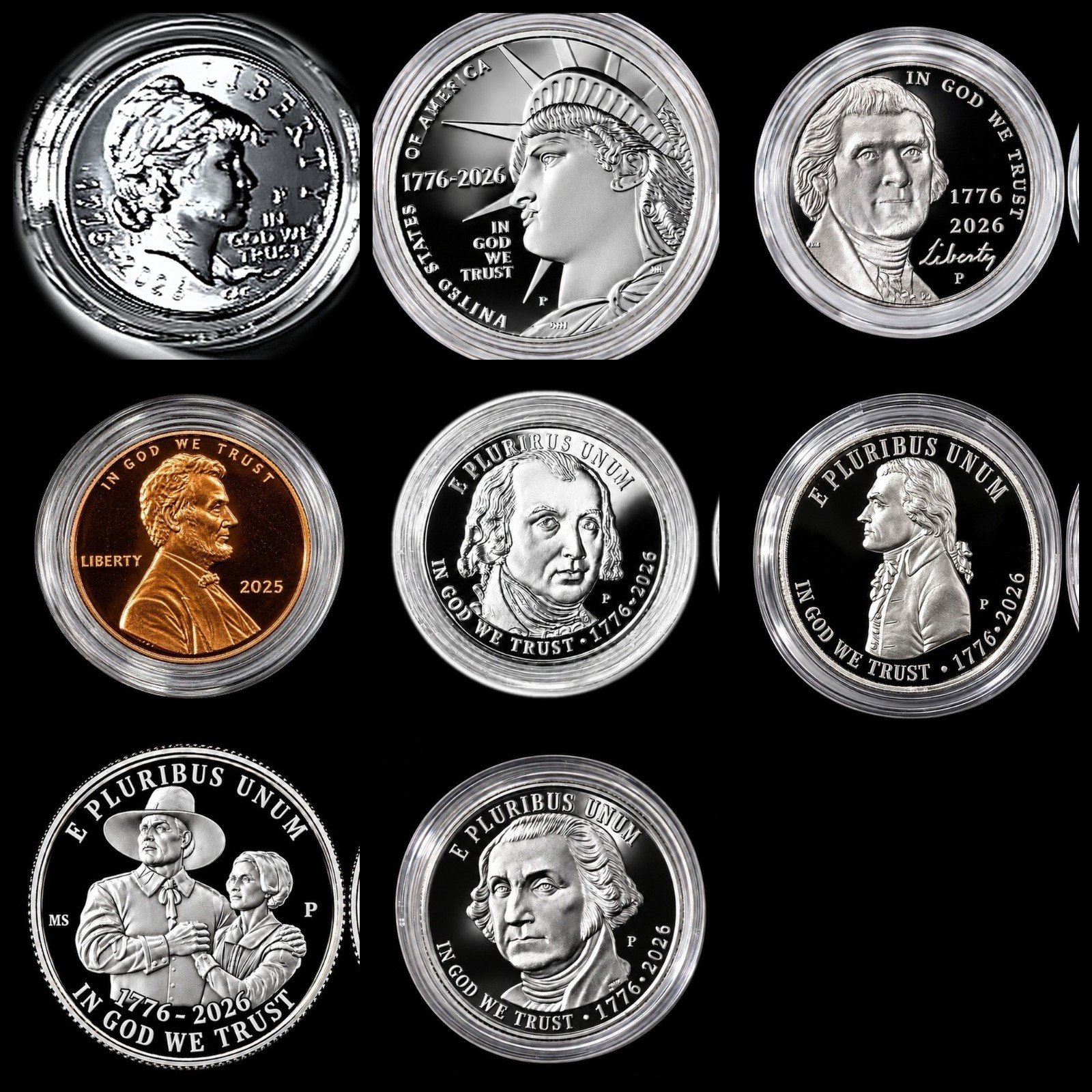 1776-2026-P Semi-Quincentennial Set & 2025 Penny - 8 Uncirculated Coins