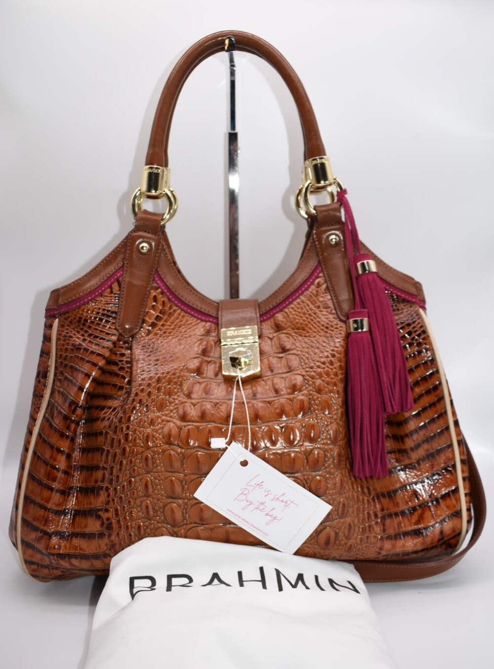 Brahmin Elisa Hobo Shoulder Bag in Toasted Almond Hayes