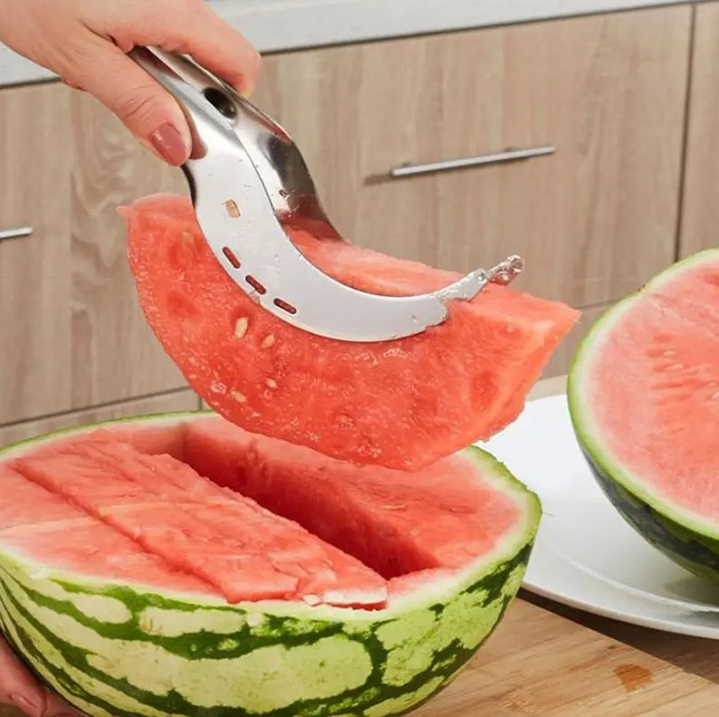 1 pc Stainless Steel Watermelon Slicer Cutter Fruit Serving Clip 1 pc Stainless Steel Watermelon Slicer Cutter Fruit Serving Clip
