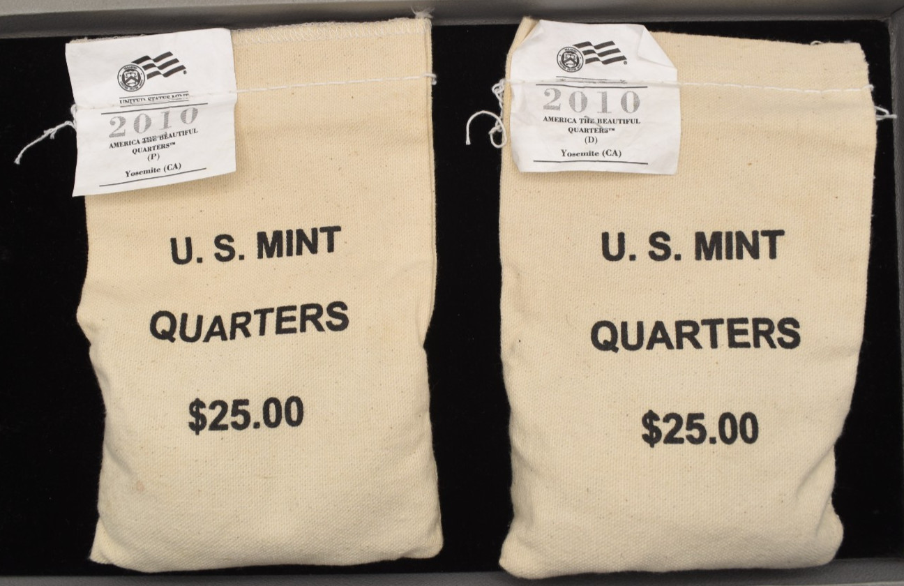 2010 - P & D ATB Quarters Yosemite $25 U.S. Mint Sewn Bags Philadelphia & Denver