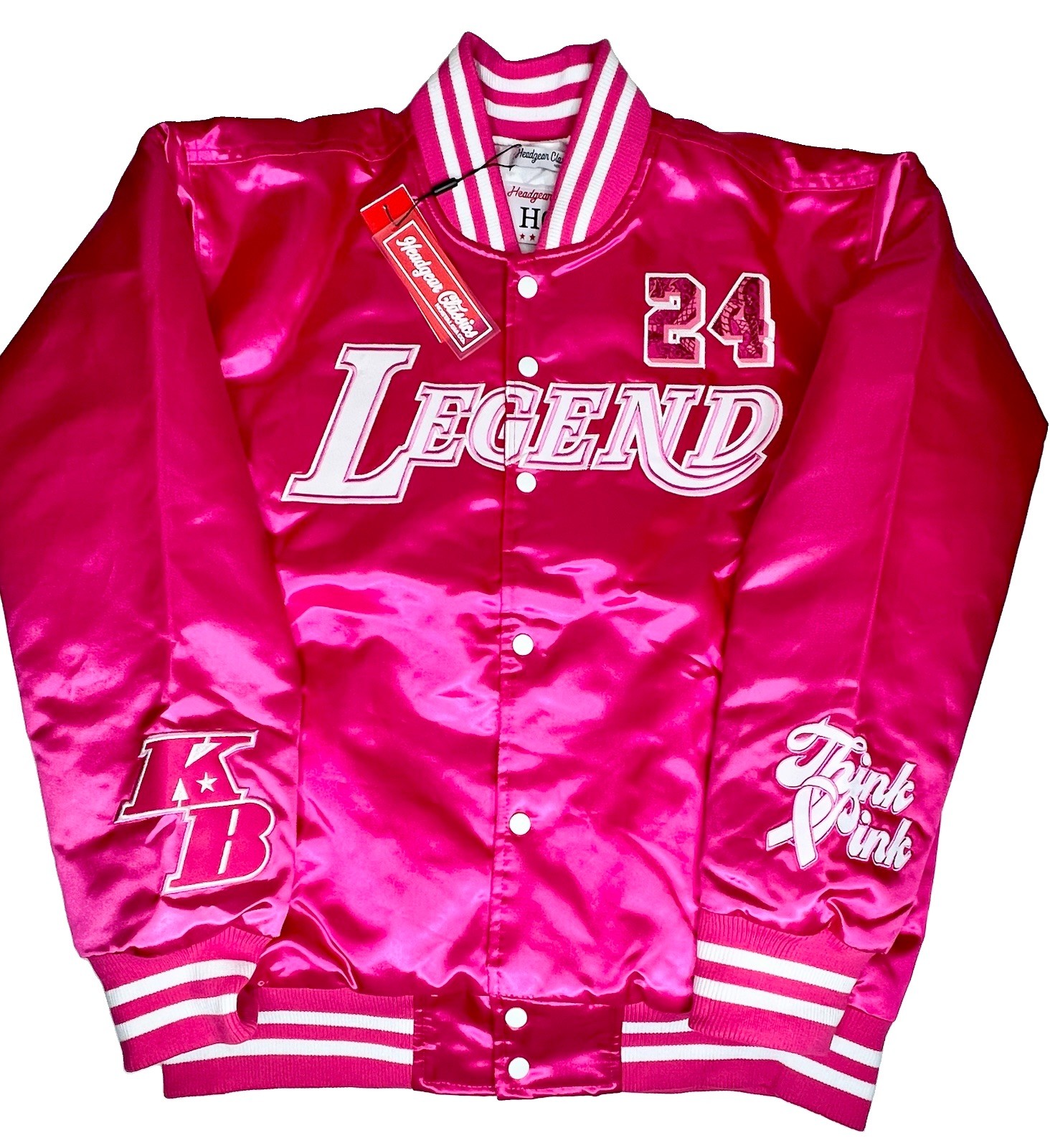 Headgear Classics Legend Think 🩷Pink 🩷Varsity Jacket Embroidered Snap Large Headgear Classics Legend Think 🩷Pink 🩷Varsity Jacket Embroidered Snap Large
