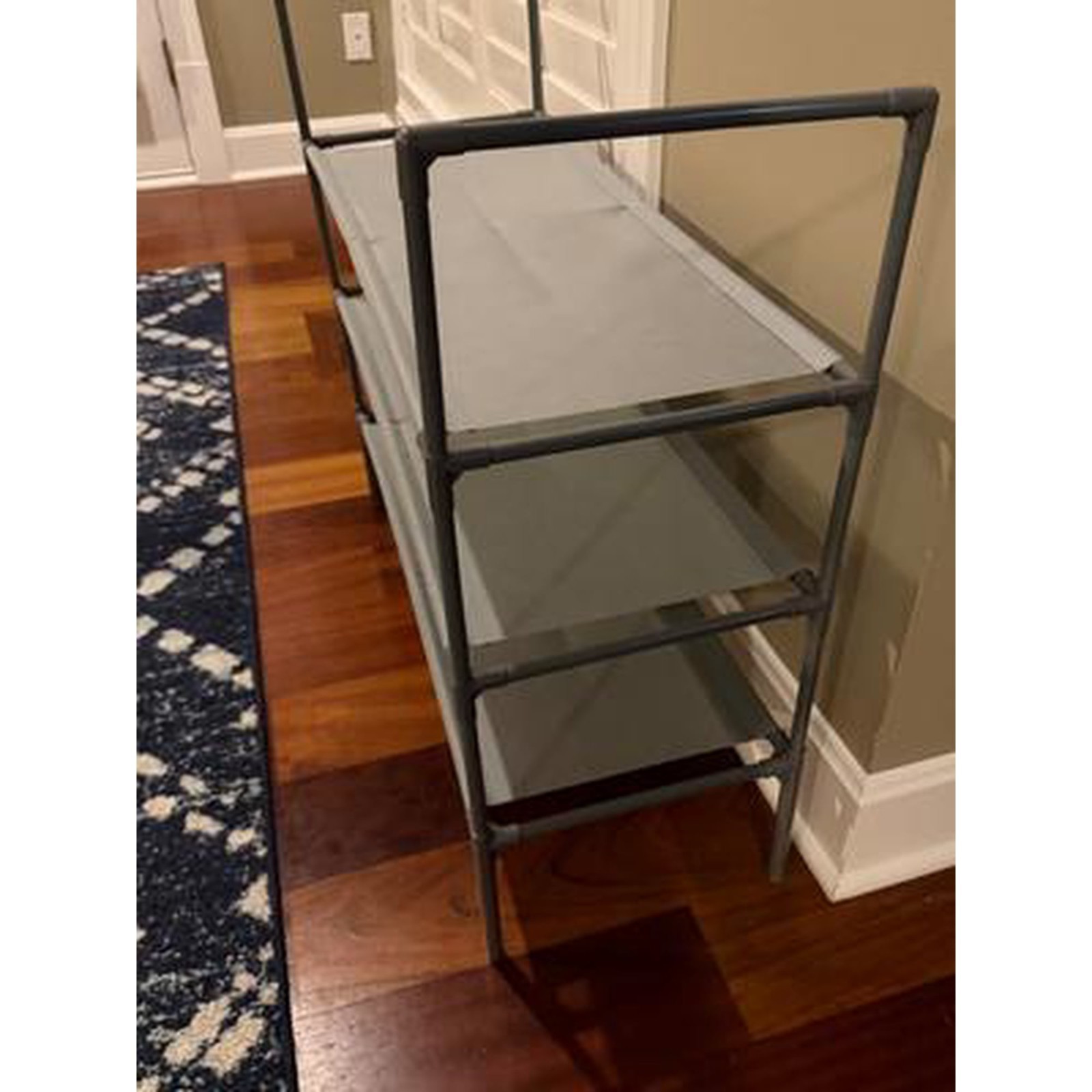 3-Tier Shoe Rack – 9-Pair Gray Metal Shoe Organizer Shelf for Closet Entryway