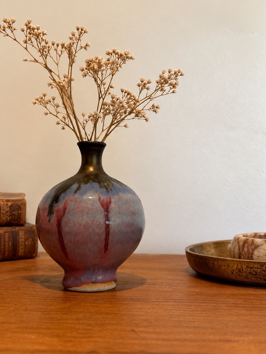 Late 19th Early 20th Century Chinese Jun kiln Flambe Raku Glaze Ceramic Bud Vase