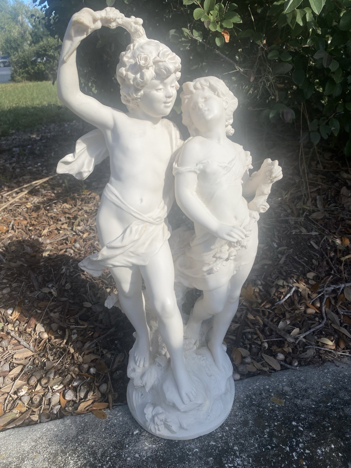 Antique August Moreau Signed Cupid Angel Cherub Statuette 23” Antique August Moreau Signed Cupid Angel Cherub Statuette 23”
