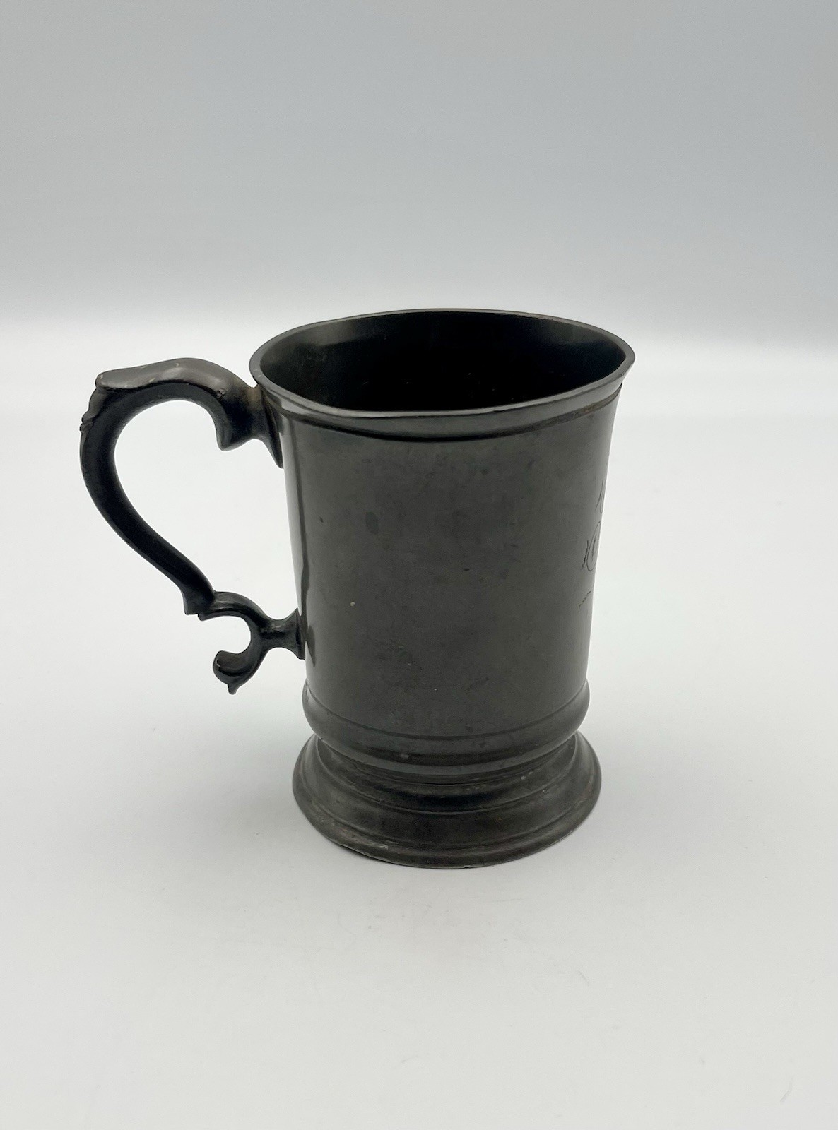 Antique 1857 Pewter 1/2 Pint Tankard Mug Engraved Victorian Presentation Cup