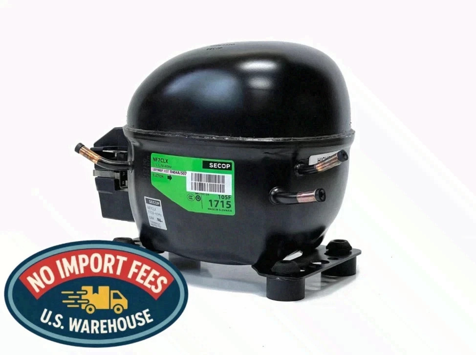 SECOP NF7CLX 1/3HP 115V 1PH 60HZ R-FOUR O FOUR LBP/MBP HST REFRIGERATION COMP.