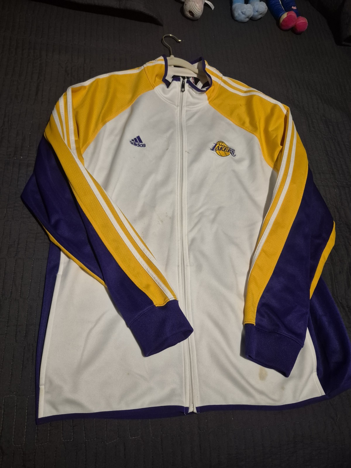 adidas Los Angeles Lakers NBA Clima365 Full-Zip Jacket White/Yellow/Purple XL
