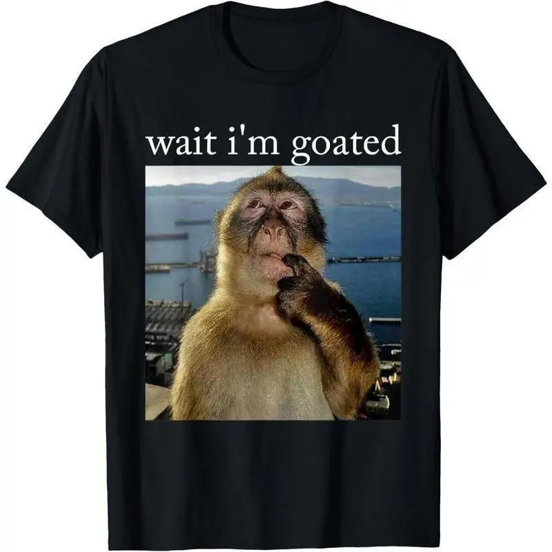 Wait I\'m Goated Funny Thinking Monkey Meme Brainrot Gift T-Shirt