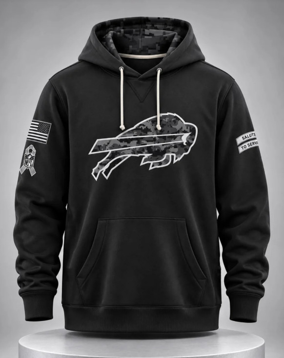 HOT Men's Buffalo Bills 2026 Salute to Service Pullover Black Hoodie All Size HOT Men's Buffalo Bills 2026 Salute to Service Pullover Black Hoodie All Size