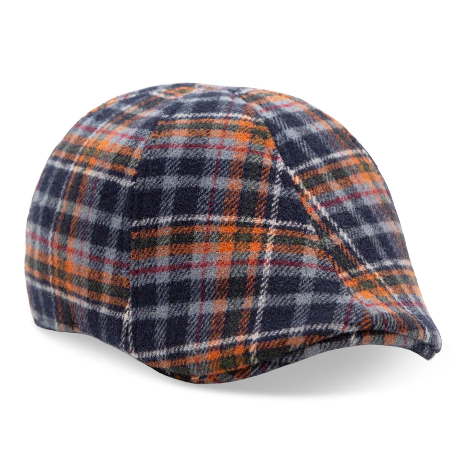 Boston Scally Cap - Underdog Newsboy Flat - 6 Medium-Large, Orange Plaid