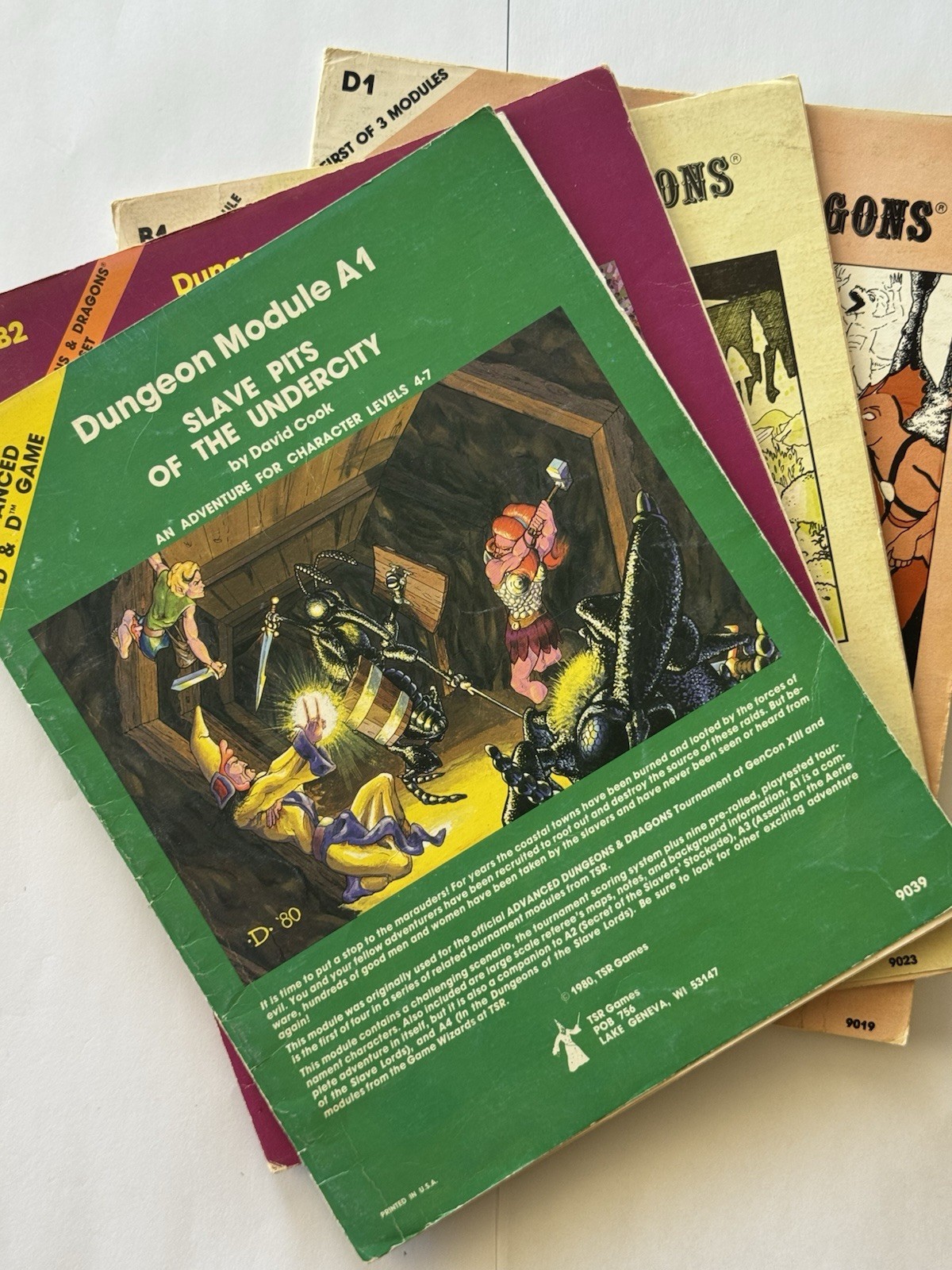4 -1980 TSR D&D Dungeons Dragons B2 9034, A1 9039, B1 9023, D1 9019 Fair + 4 -1980 TSR D&D Dungeons Dragons B2 9034, A1 9039, B1 9023, D1 9019 Fair +