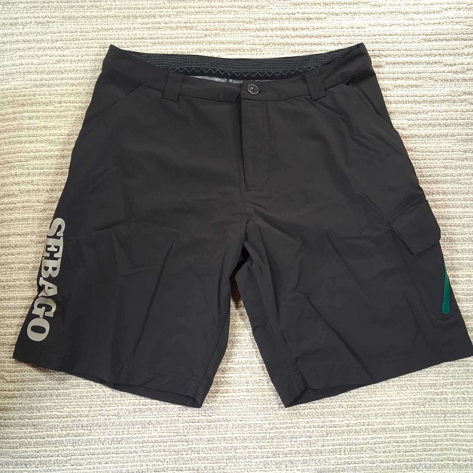 Sebago Mens Performance Sailing Cargo Shorts Size 34 Black Stretch Active Outdoo
