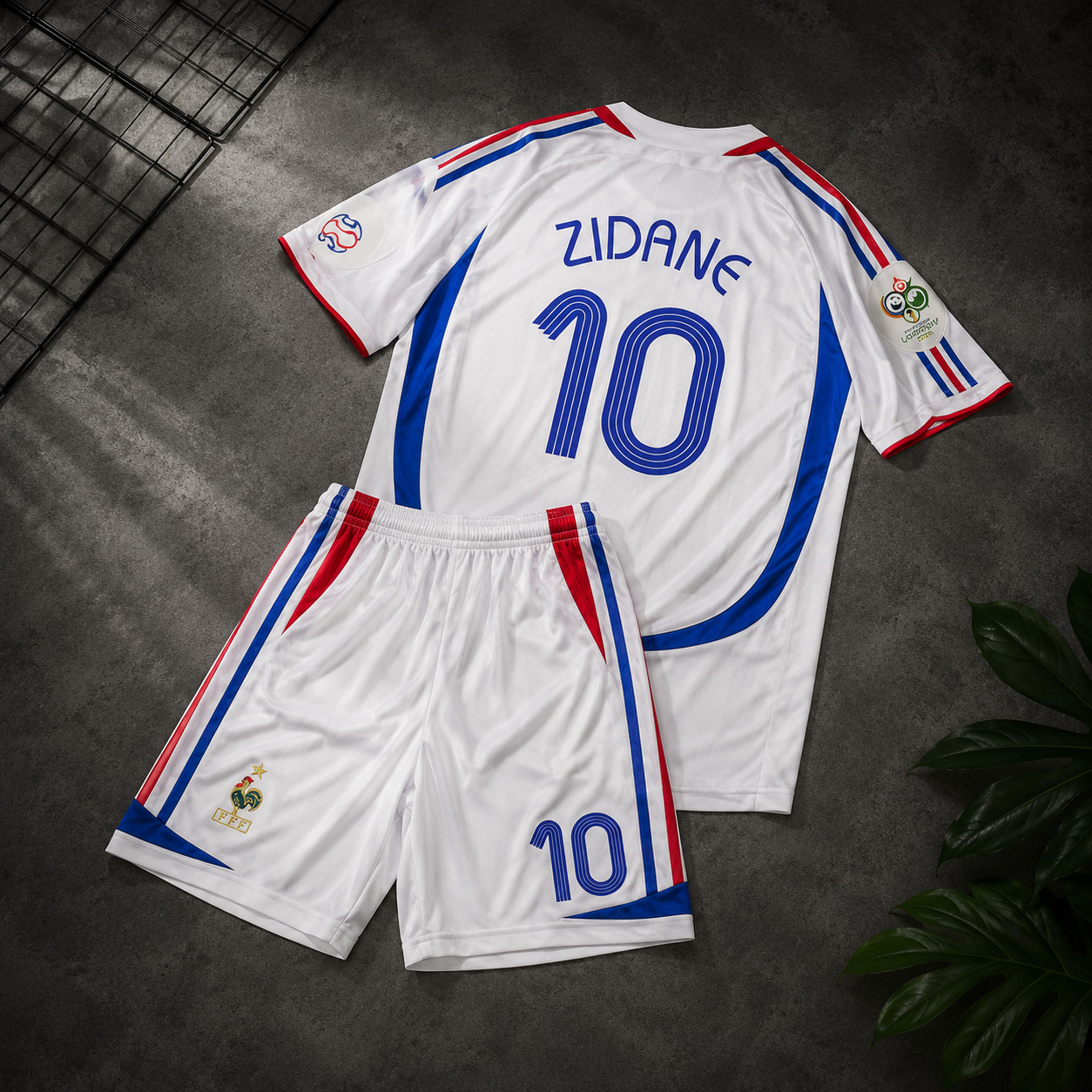 Zinedine Zidane #10 France 2006 World Cup Kids Retro Soccer Jersey Kit Set