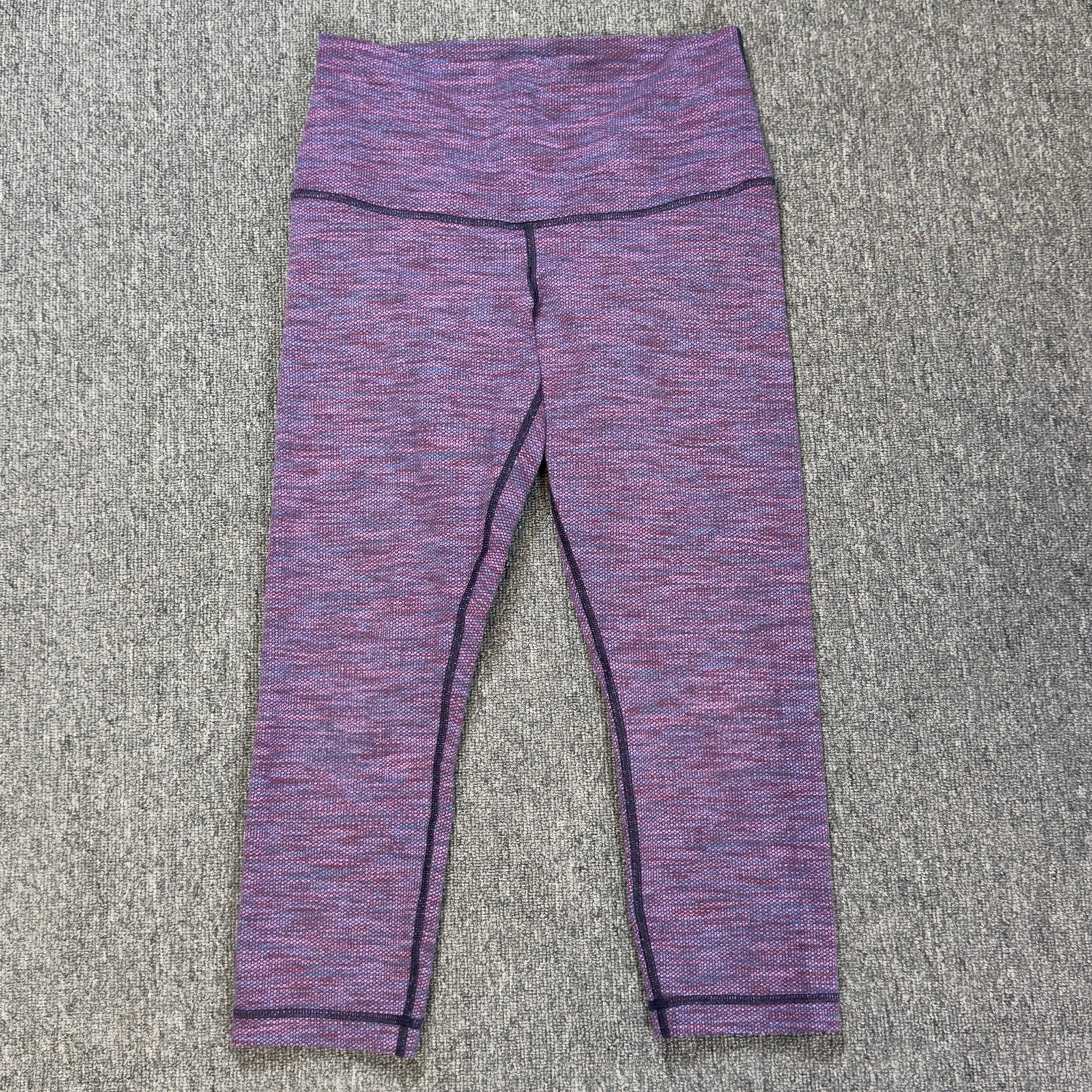 Lululemon Women\'s Crop Leggings Purple Space Dye Athletic Yoga  No Size Tag