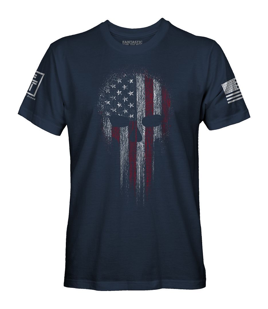 USA American Military Skull Flag Patriotic T-Shirt USA American Military Skull Flag Patriotic T-Shirt