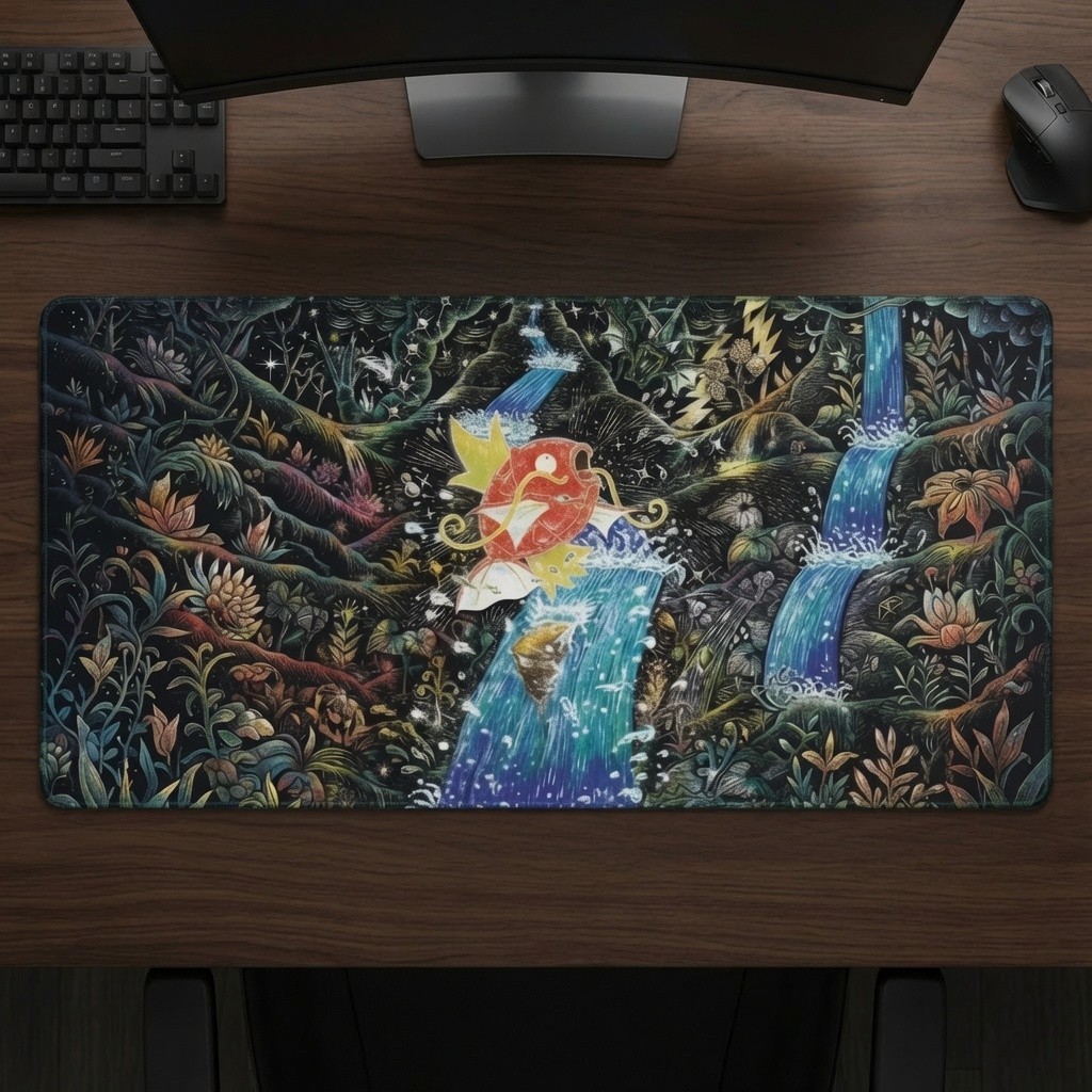 Magikarp Illustration Rare Pokemon Playmat XXL Computer Desktop Mousepad 35x16