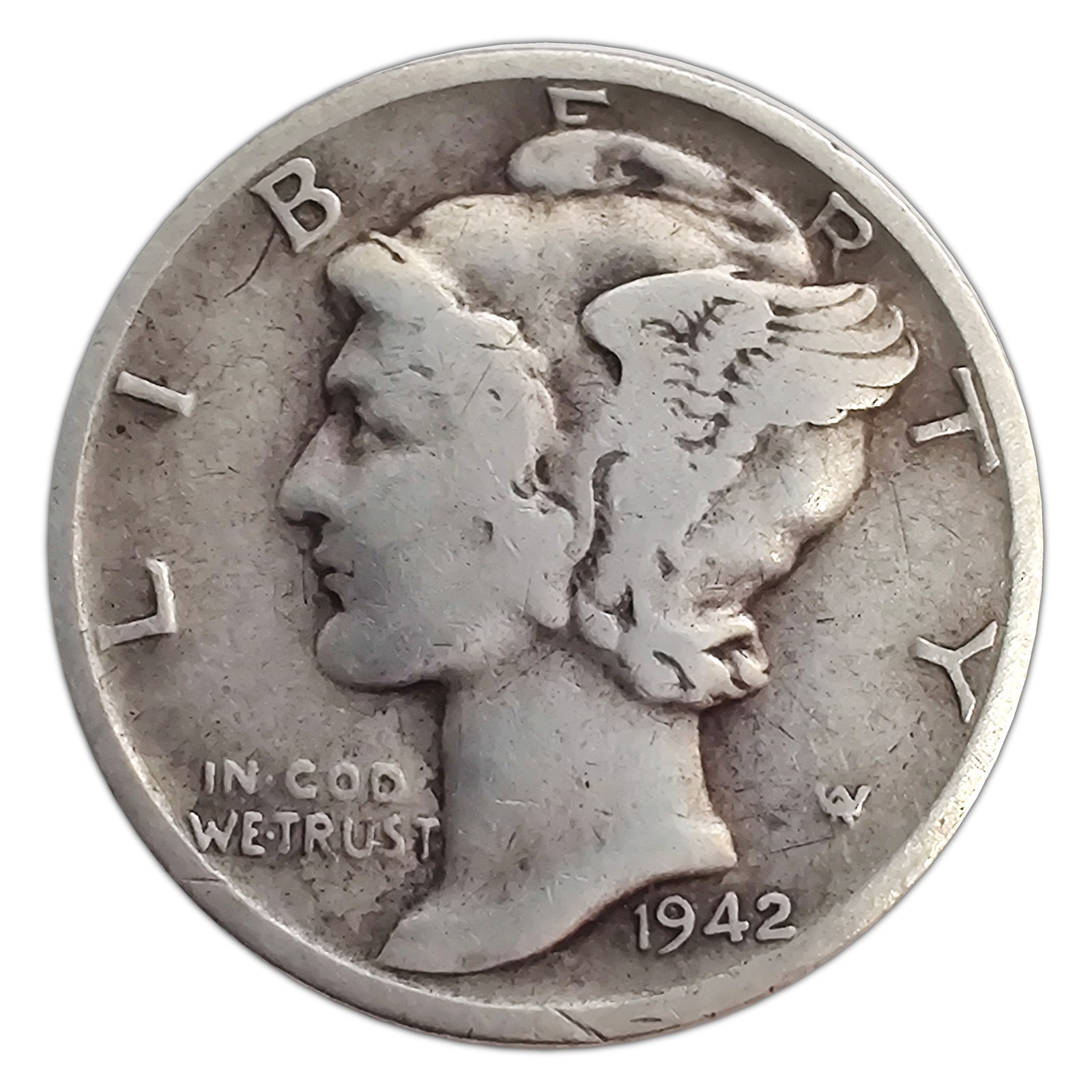 1942-S Mercury Dime VG Very Good 90% Silver