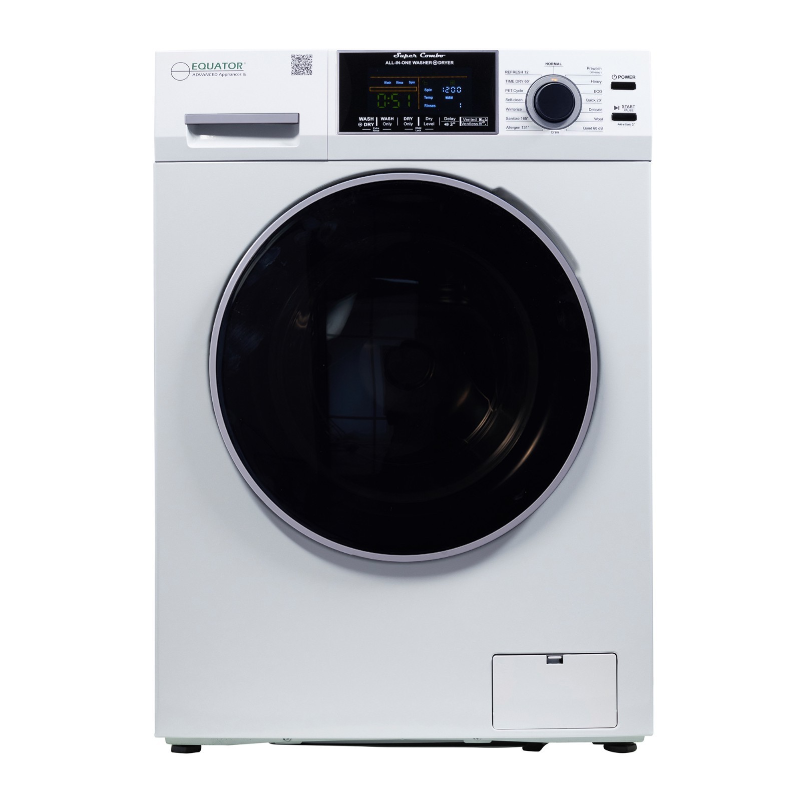 Equator 4600 All-in-One Washer Dryer 15 lb 1.62 Cu Ft Ventless Vented Tested B