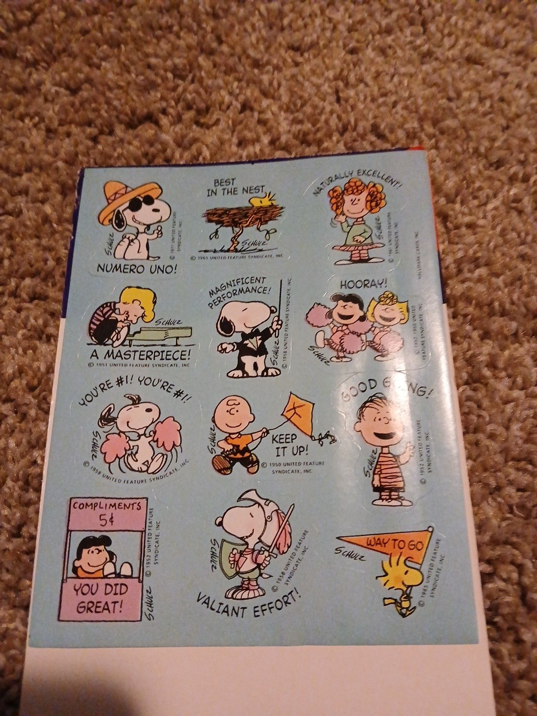 Vintage Peanuts Sticker Sheet Snoopy Positive Reinforcement Little Red Head Girl Vintage Peanuts Sticker Sheet Snoopy Positive Reinforcement Little Red Head Girl