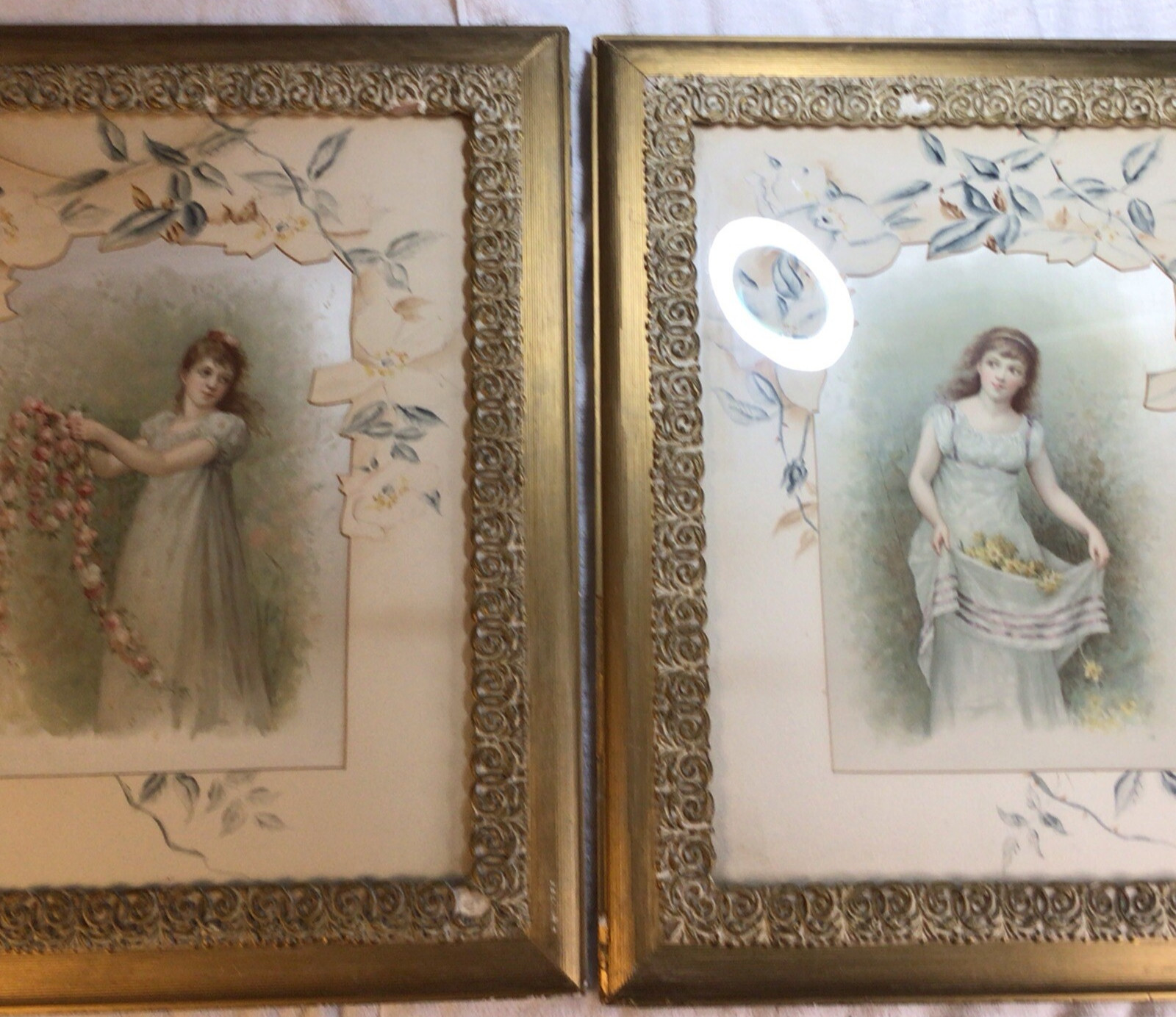 Two, Antique Framed And Matted, Victorian Style Pictures Two, Antique Framed And Matted, Victorian Style Pictures