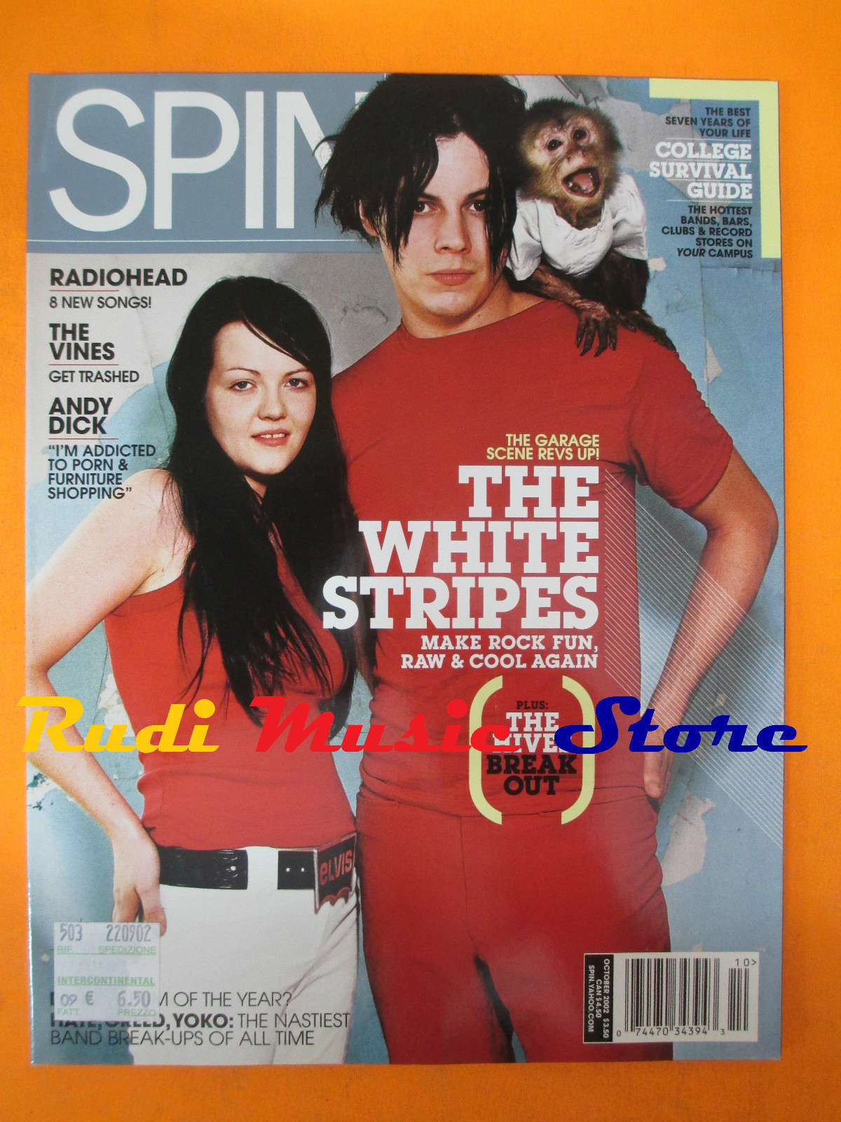 rivista SPIN Ottobre 2002 White Stripes Coldplay Machine Heads Interpol No cd