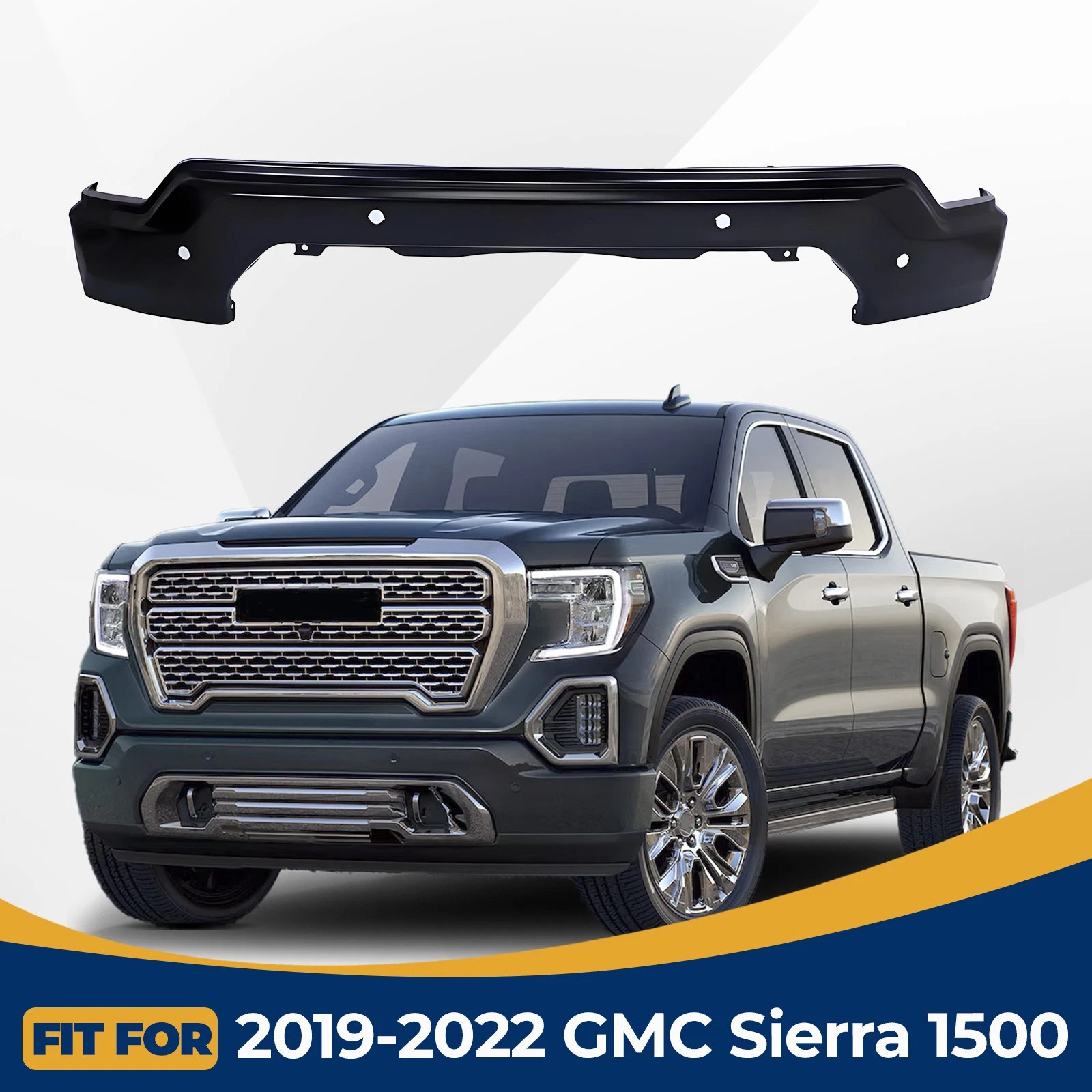 Front Bumper Face Bar W/ Sensor Holes Black For 2019 2020 2021 GMC Sierra 1500
