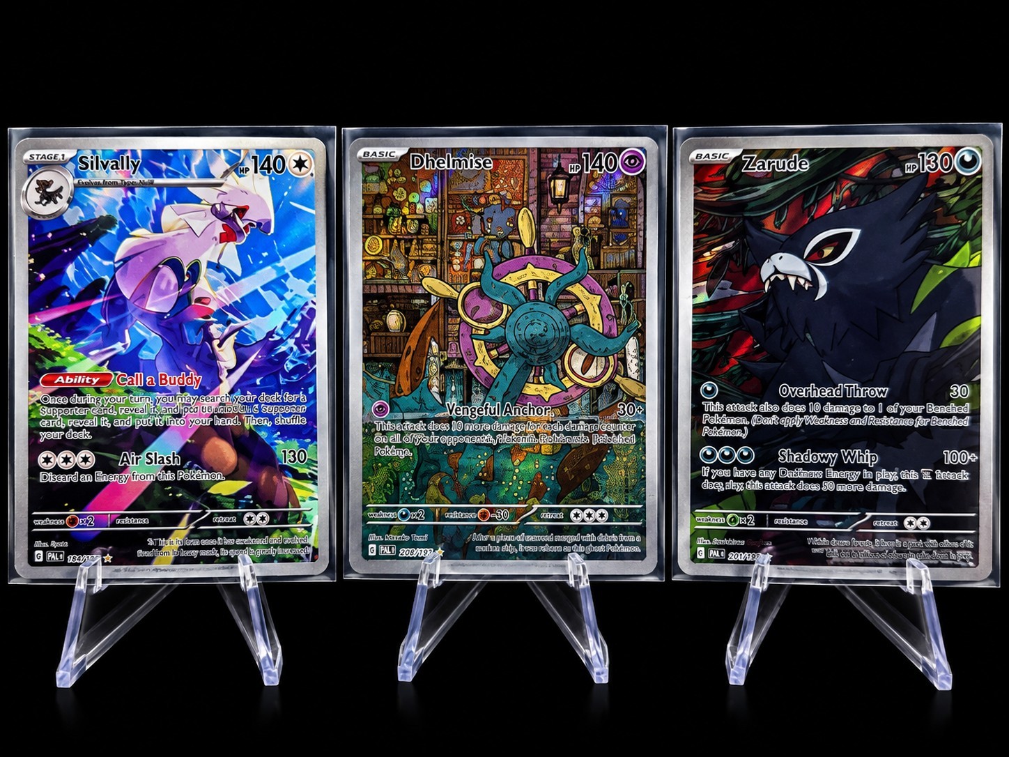 Pokemon Silvally Dhelmise Zarude Illustration Rare 3 Card Lot Pitch Black Holo