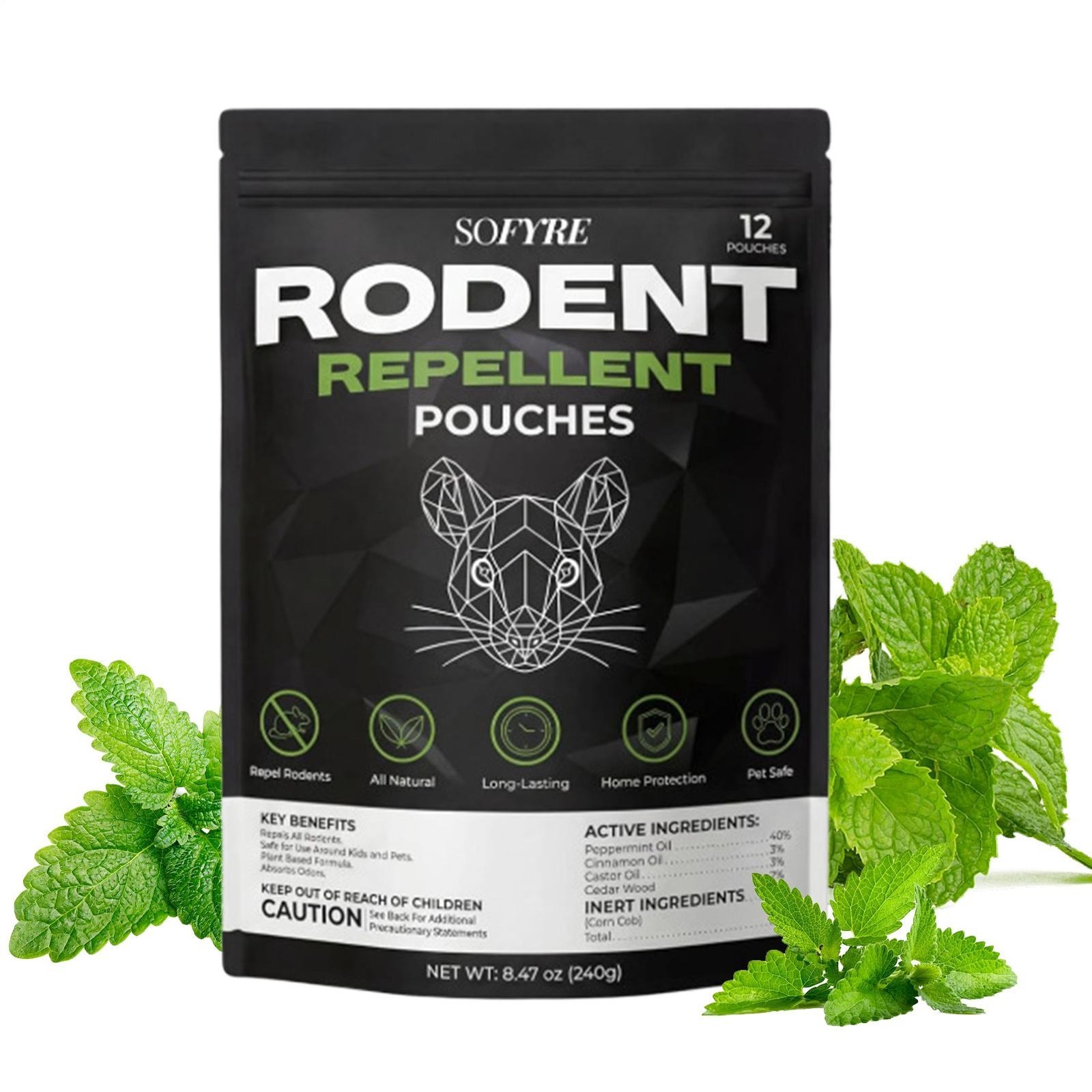 SOFYRE Rodent Repellent Pouches 12 Pk Natural Peppermint Cedarwood Fast Ship