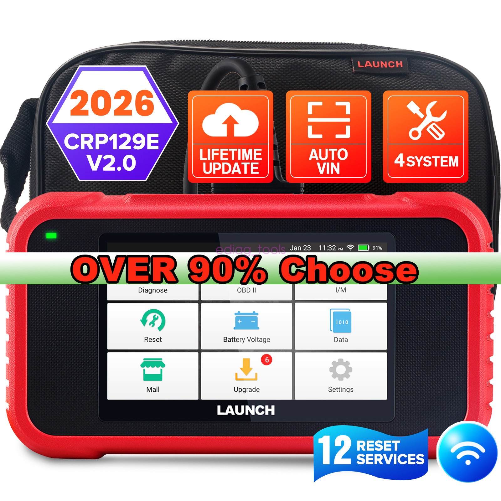 2026 Launch CRP129E V2.0 OBD2 Scanner Engine SRS ABS SAS TPMS Diagnostic Tool US