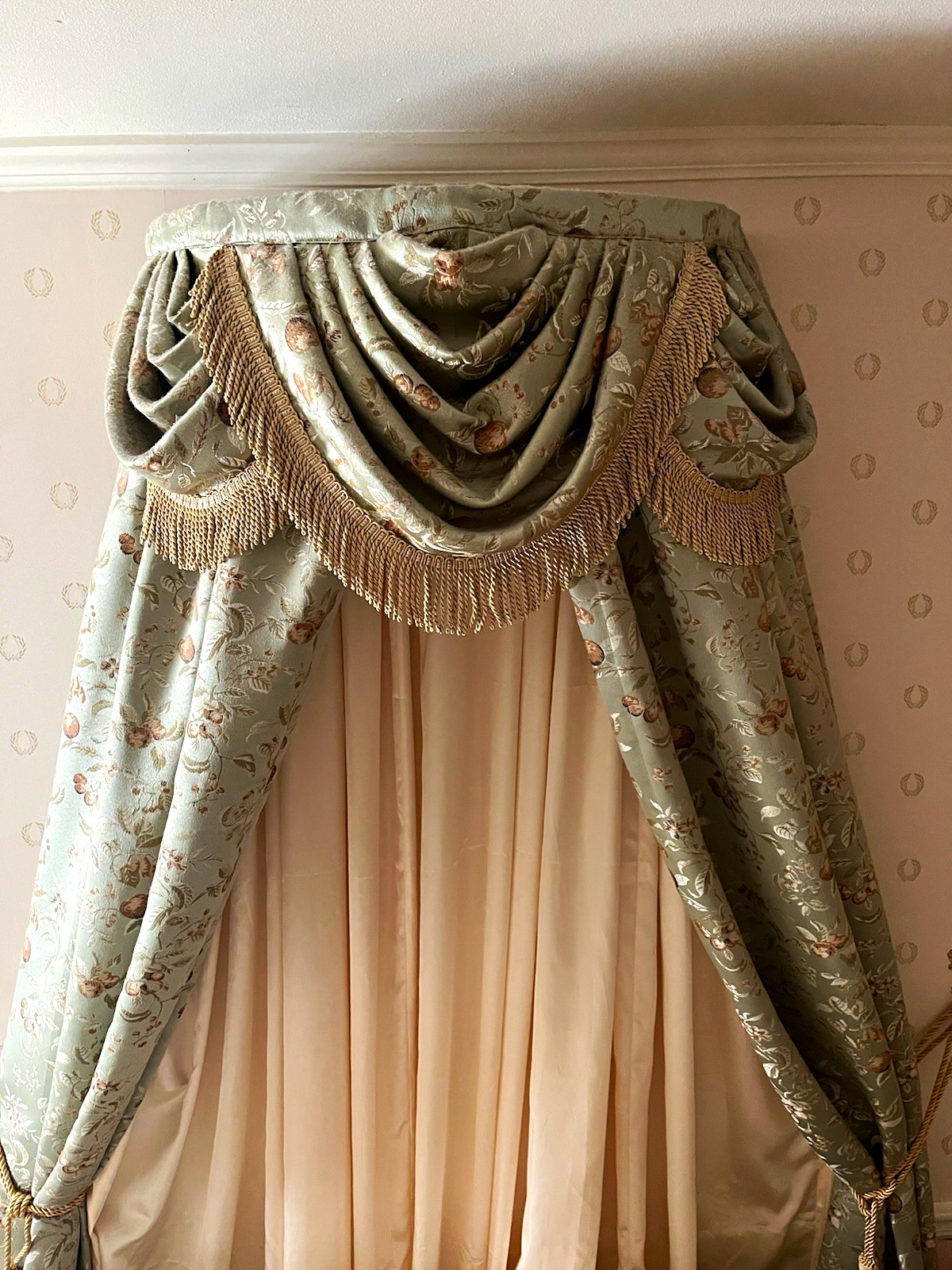 Custom Lined Valence Floral Canopy For Bedroom, Ritz Hotel Paris inspired