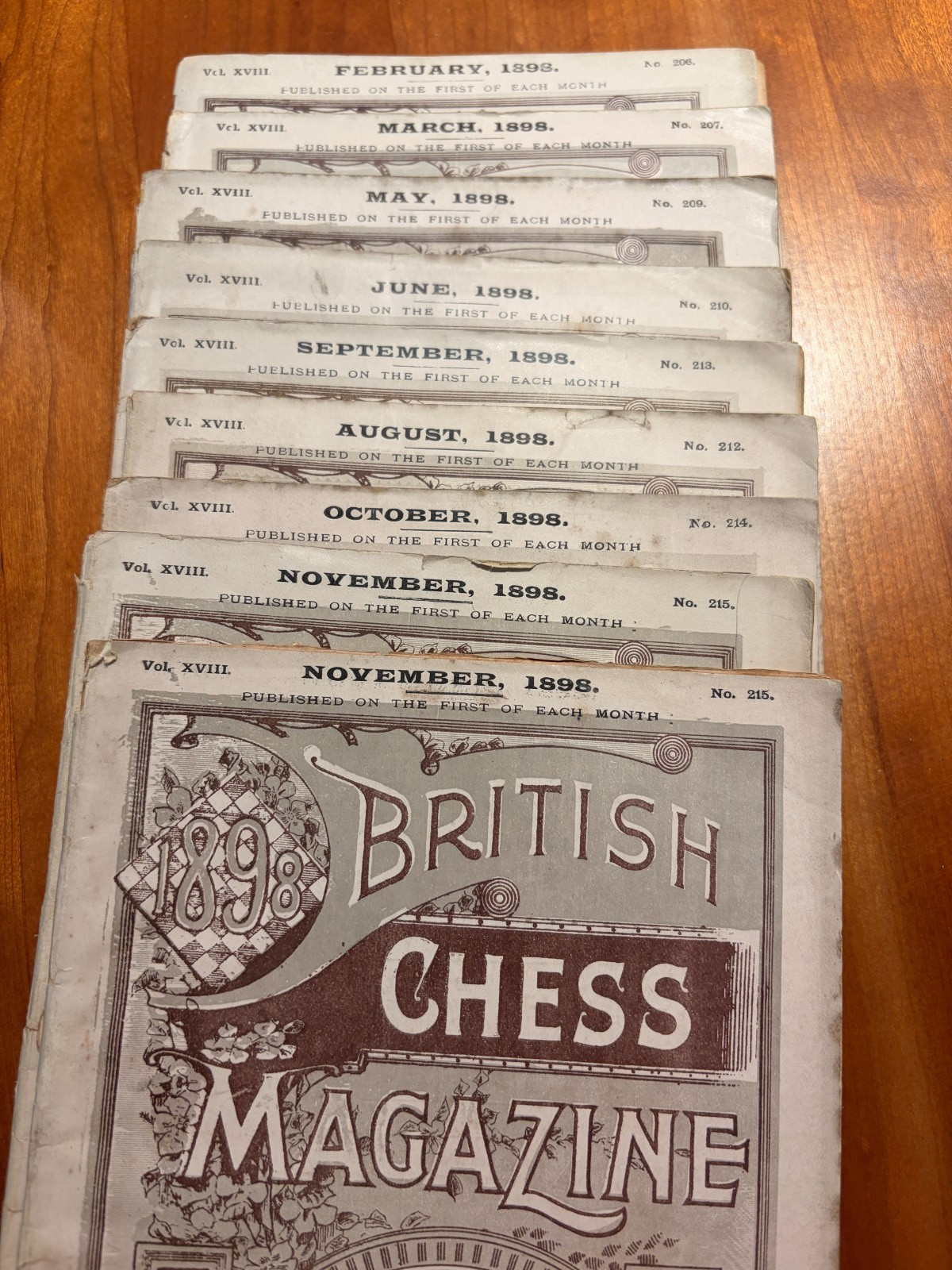 VINTAGE 1898 British Chess Magazine Feb - Mar., May -June, Aug. -Oct. & SET 9