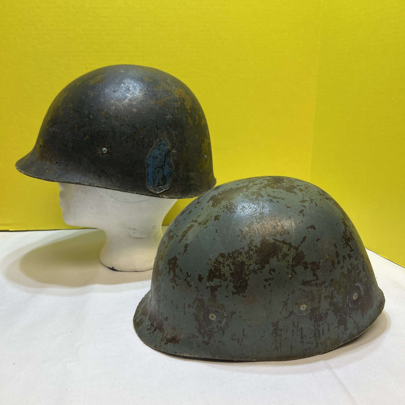 2 Vintage WW2 helmets Fiberglass With Liners. 2 Vintage WW2 helmets Fiberglass With Liners.