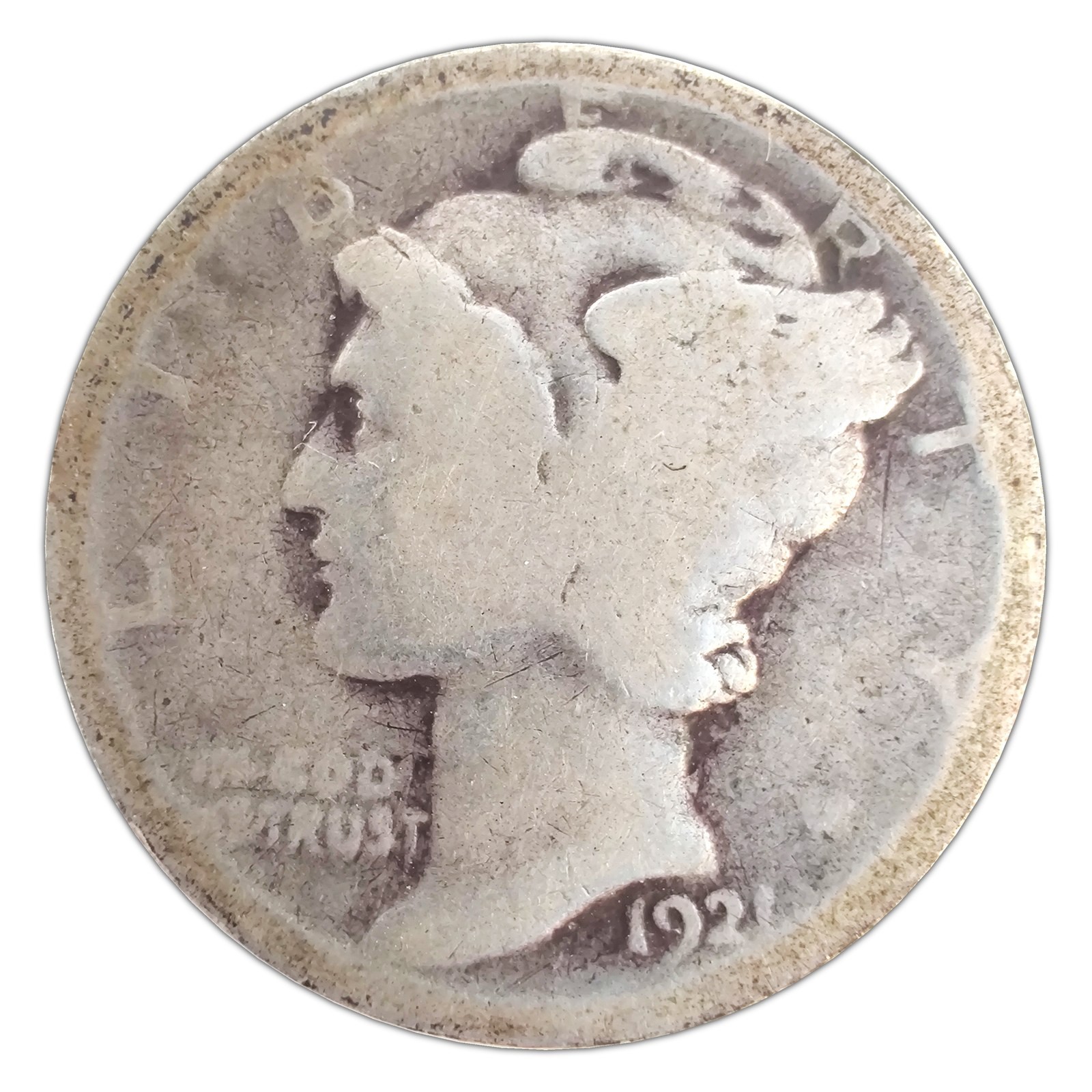 1921-P Mercury Dime AG About Good 90% Silver 1921-P Mercury Dime AG About Good 90% Silver