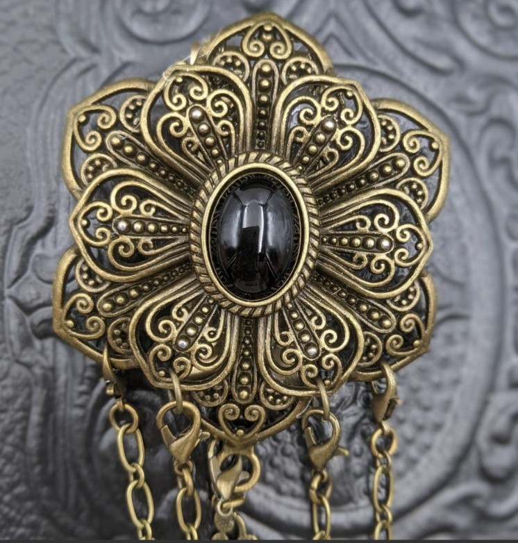 Victorian Filigree Bronze Chatelaine with Waist Clip - 6 Stone Options Victorian Filigree Bronze Chatelaine with Waist Clip - 6 Stone Options