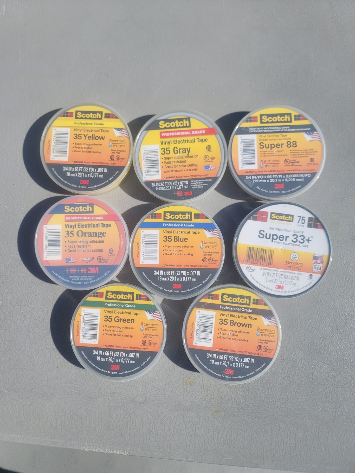 3M 35 Scotch Vinyl Electrical Color Coding Tape, 3/4 in x 66 ft, Various Colors