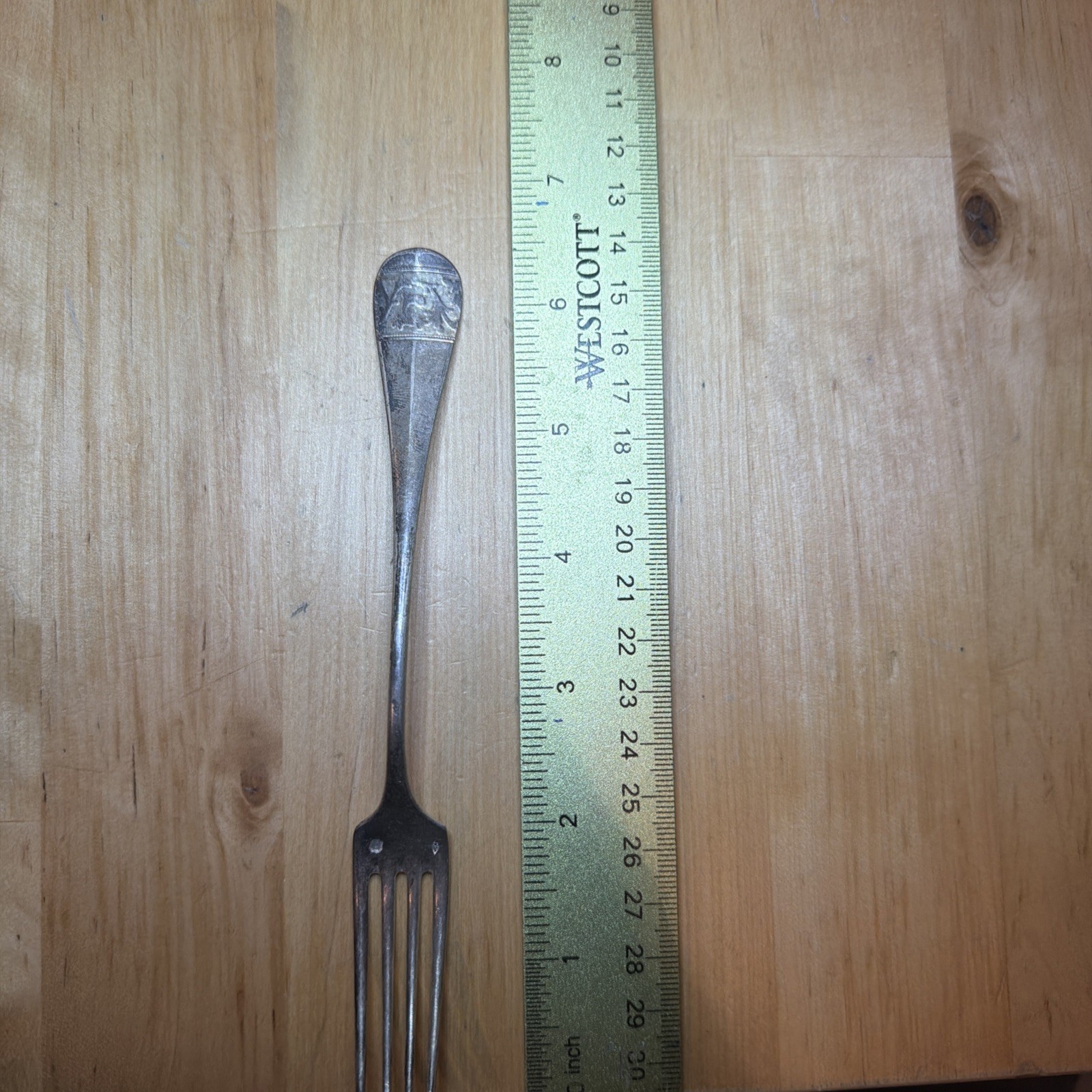 Antique French Silver Fork Fiddle Shell Minerva Mark 19th C. 