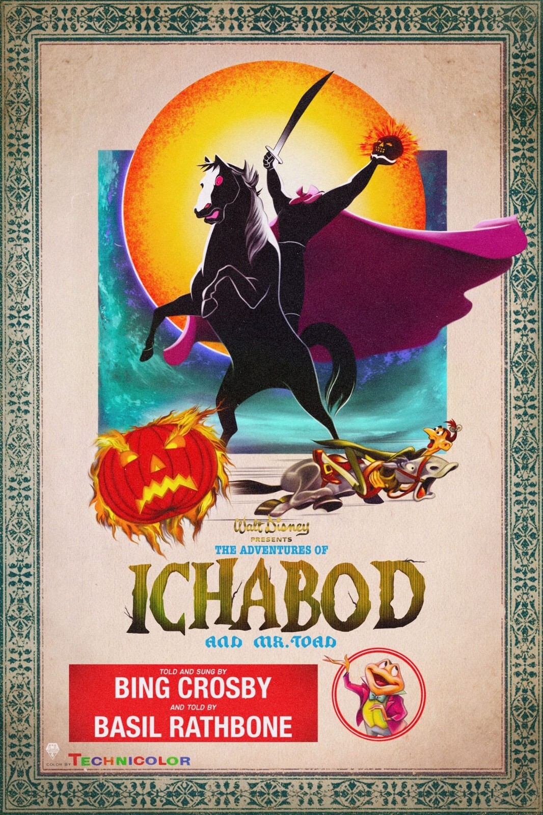1949 Walt Disney The Adventures Of Ichabod And Mr Toad Movie Poster 11X17 🎃🍿 1949 Walt Disney The Adventures Of Ichabod And Mr Toad Movie Poster 11X17 🎃🍿
