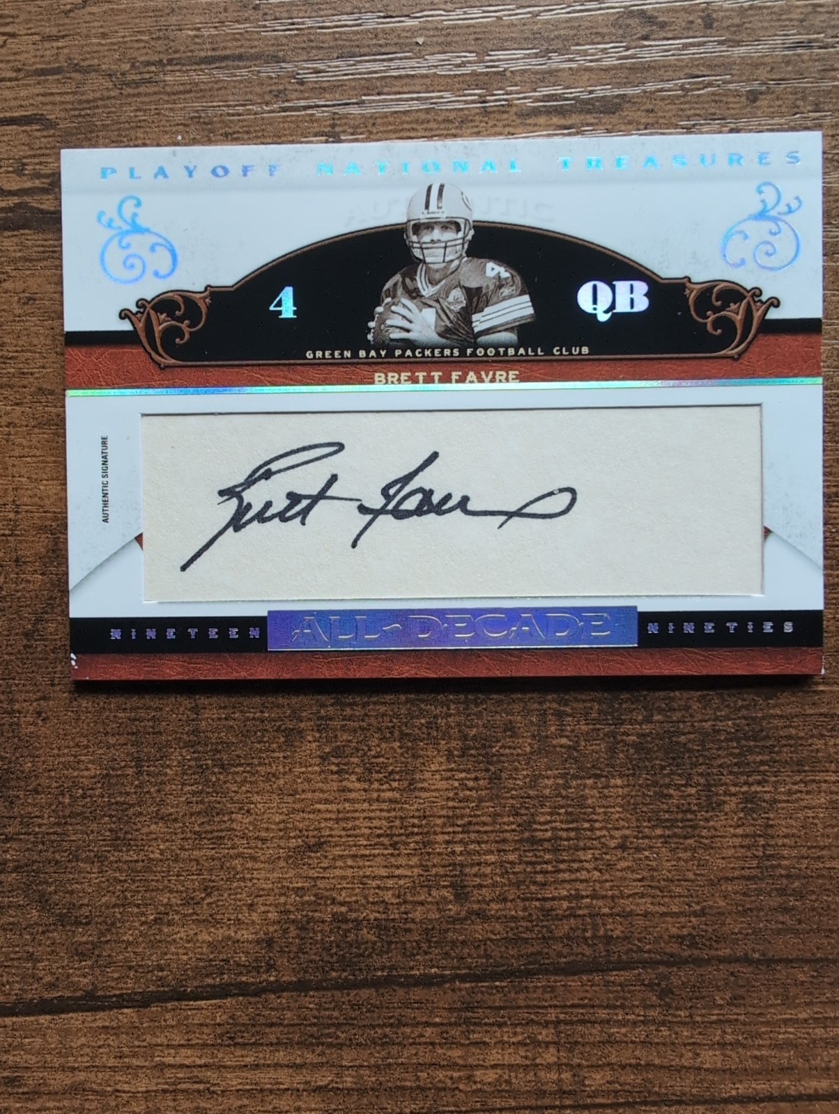 Brett Favre Packers Cut Auto 2007 Playoff National Treasures AD1990 #AD-BF #/21 Brett Favre Packers Cut Auto 2007 Playoff National Treasures AD1990 #AD-BF #/21