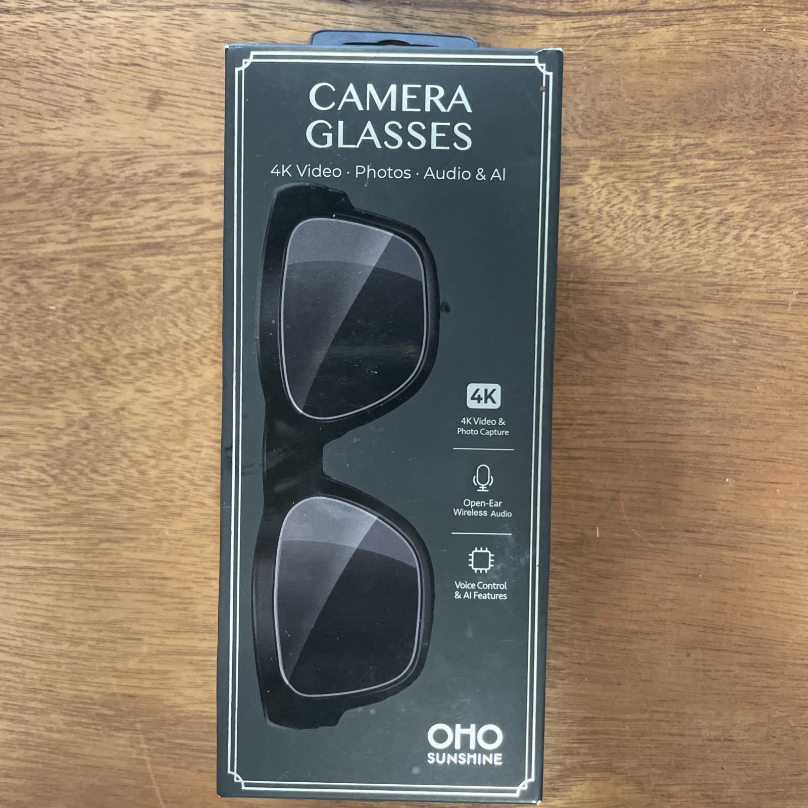 OHO Sunshine 4K Camera Glasses Video/Photo Capture Open-Ear Audio Voice+AI New