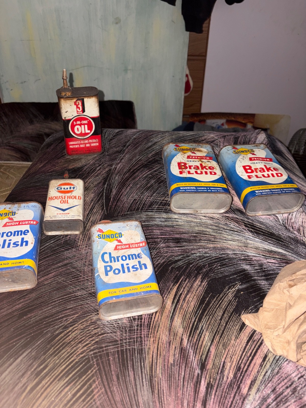 6 vintage oil tins 4 sunoco brake fluid chrome polish tins nsos gulf+3 in 1 oil 6 vintage oil tins 4 sunoco brake fluid chrome polish tins nsos gulf+3 in 1 oil