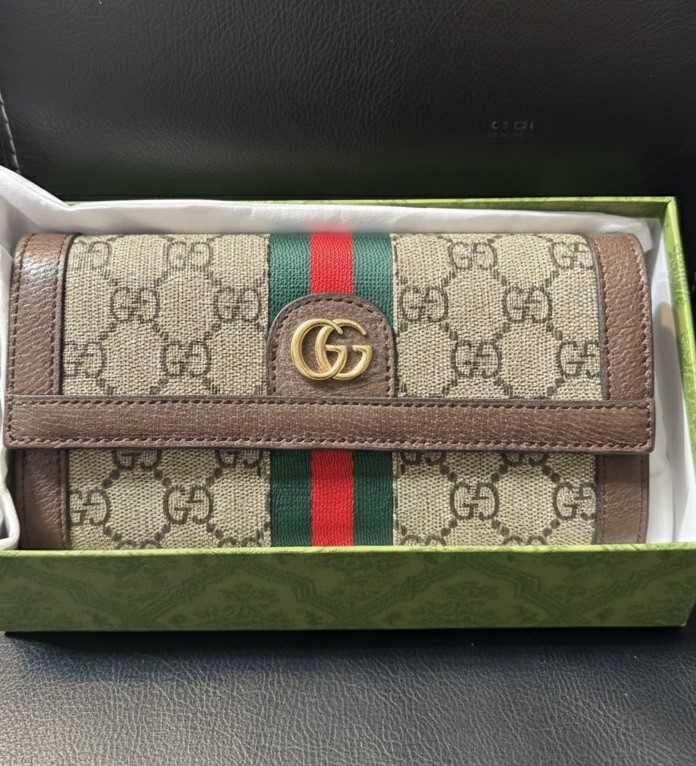 Gucci Ophidia Wallet Without Chain Strap Genuine Leather Brown Gucci Ophidia Wallet Without Chain Strap Genuine Leather Brown