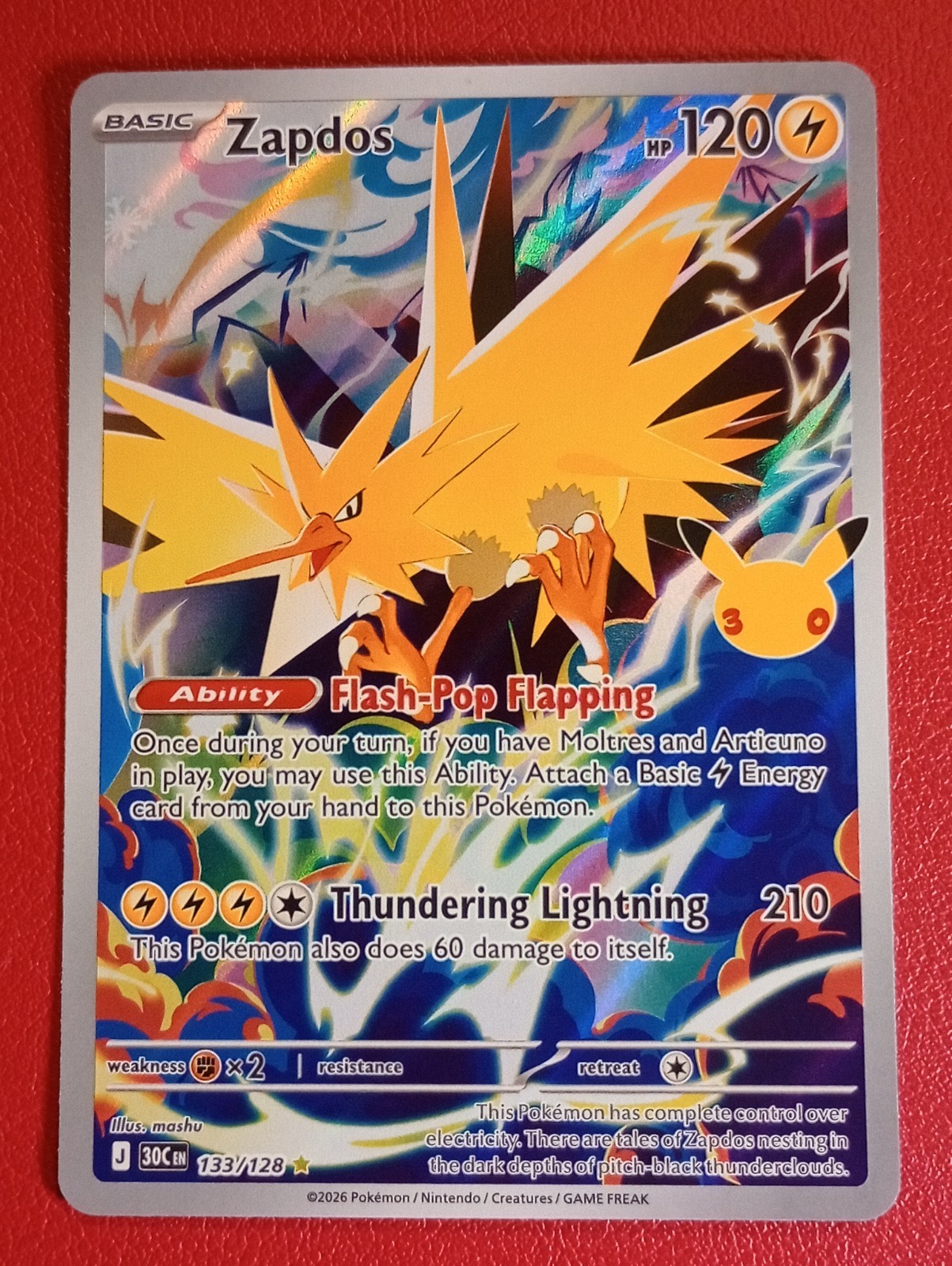 ZAPDOS 133/128 💥IR💥: 30TH CELEBRATION POKEMON HOLO💥💥 PACK FRESH PULL💥💥
