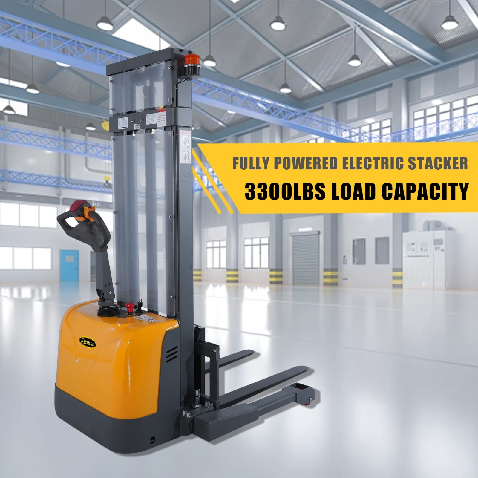 APOLLOLIFT GEL Battery Fully Electrical Straddle Stacker 3300lbs W/ 98\