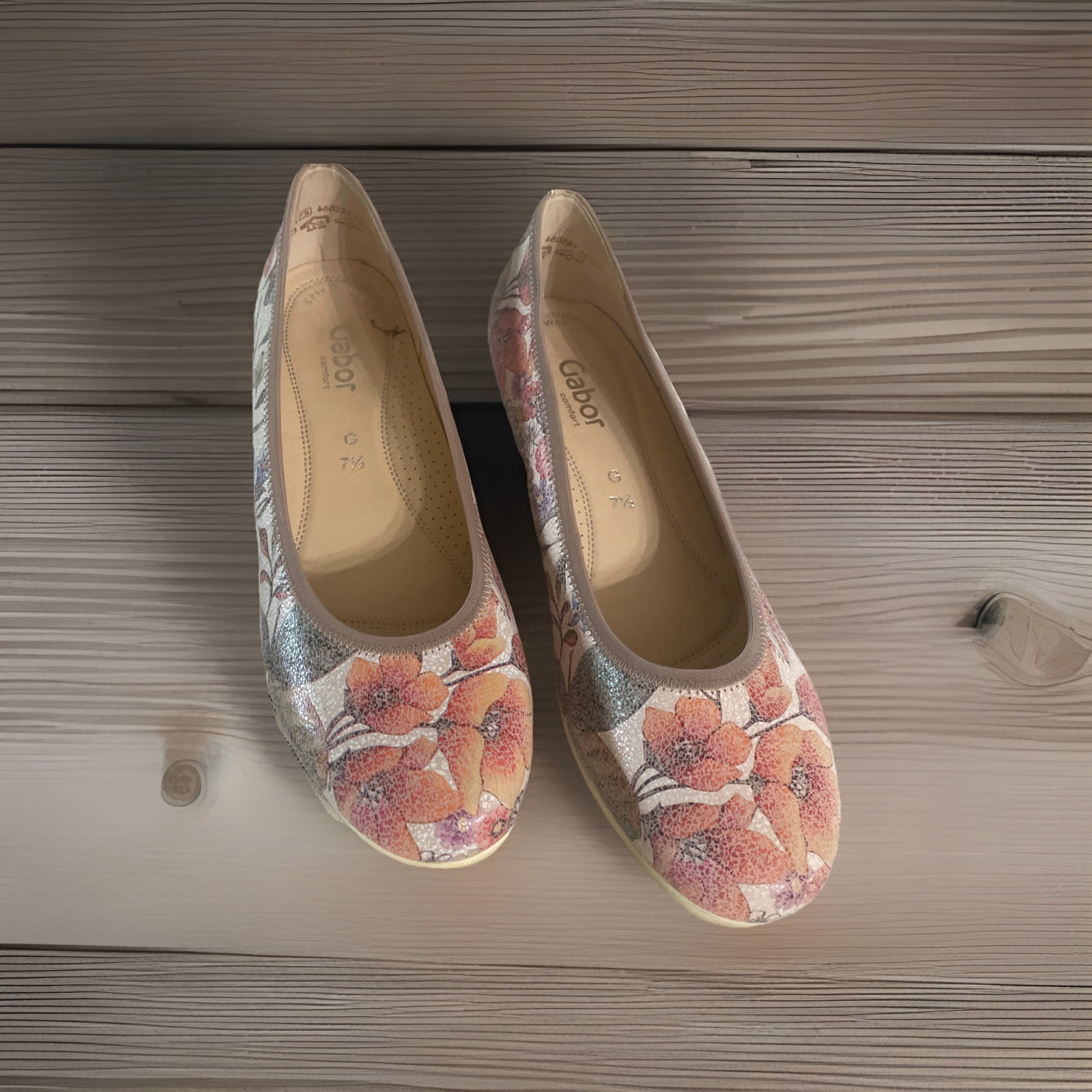 Gabor Women’s Leather Floral Shoes Sz EU 41 UK 7 1/2 US 10