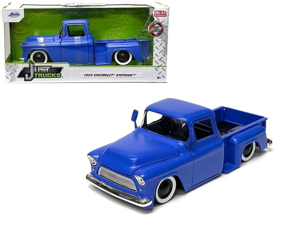 1/24 Jada JUST TRUCKS 1955 Chevrolet Stepside Pickup Truck Matte Blue 34295 1/24 Jada JUST TRUCKS 1955 Chevrolet Stepside Pickup Truck Matte Blue 34295