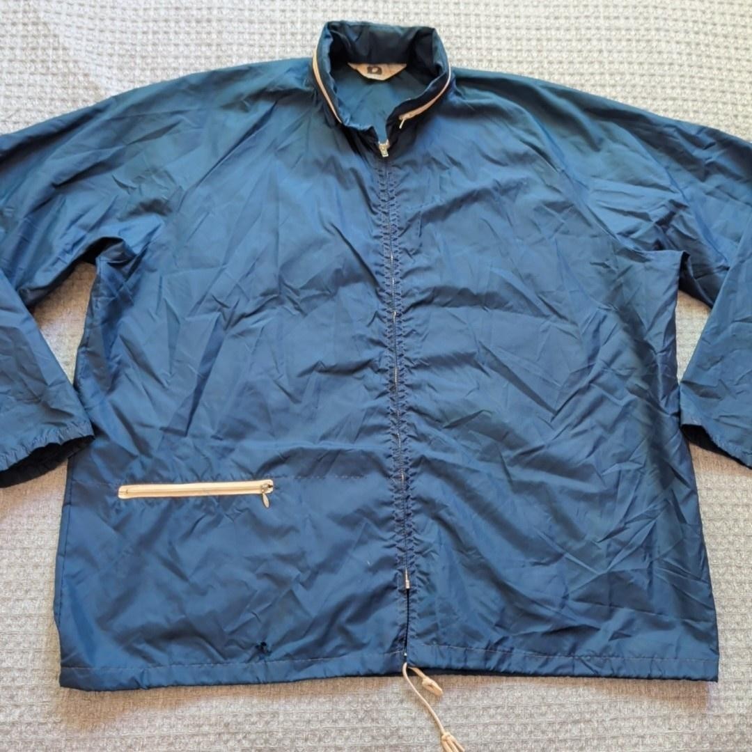 Vintage Macy\'s Men\'s Store Jacket Mens XL Blue Nylon Hooded Windbreaker Japan