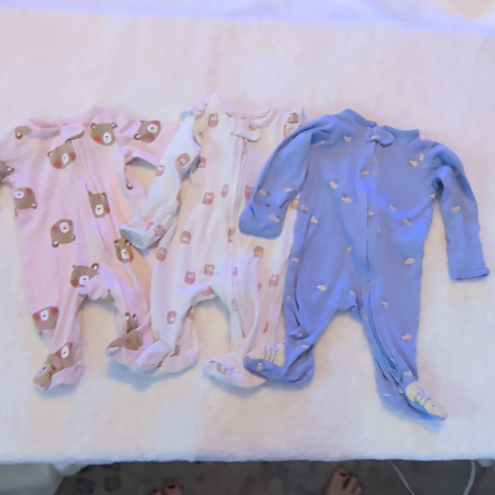 Carter\'s 0-3M 3pc Footed Snap Sleepers Cotton Knit Bear Print Multicolor Carter\'s 0-3M 3pc Footed Snap Sleepers Cotton Knit Bear Print Multicolor