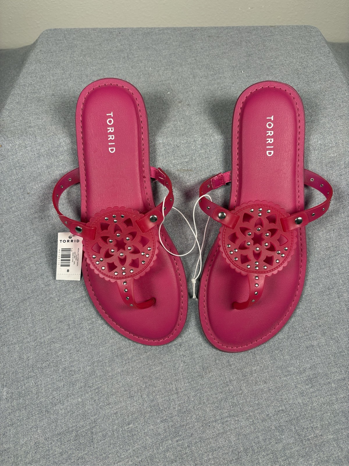 Torrid Women\'s Size 8 WW Pink Jelly Medallion Studded T-Strap Sandals Torrid Women\'s Size 8 WW Pink Jelly Medallion Studded T-Strap Sandals