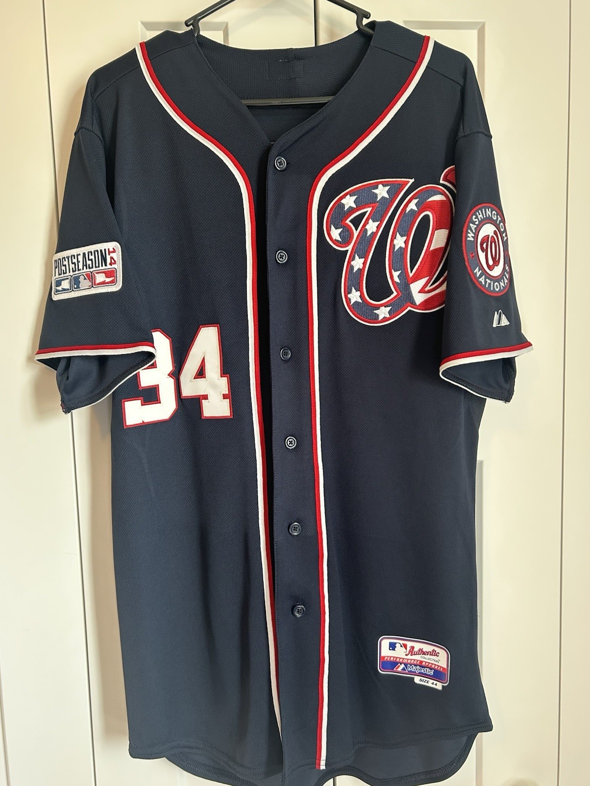 Majestic Authentic Washington Nationals BRYCE HARPER, Cool Base Jersey 44 Navy