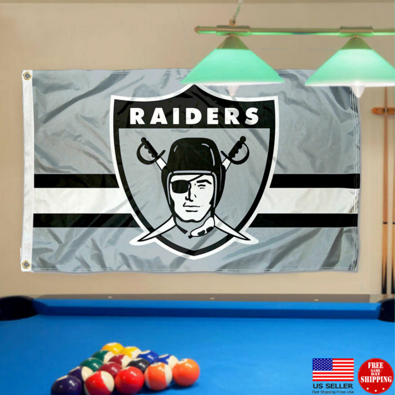 Raiders FLAG 3X5 Las Vegas Banner New Man Cave Flags USA.